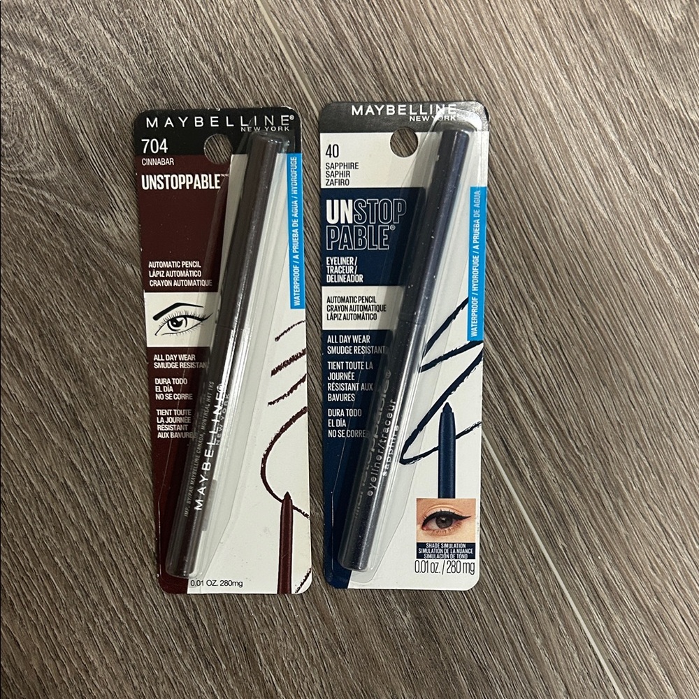New 2X Maybelline Unstoppable Eyeliner Duo - Cinnabar and Sapphire ( Firm Price)